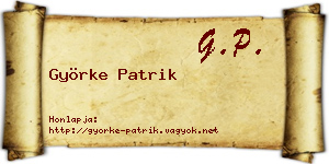 Györke Patrik névjegykártya