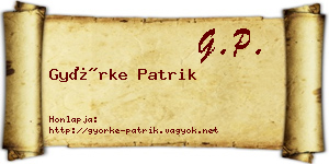 Györke Patrik névjegykártya